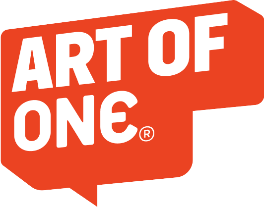 Logo of 'Art of One' with a red background and white text.