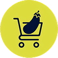 yellow background with cart with eggplant
