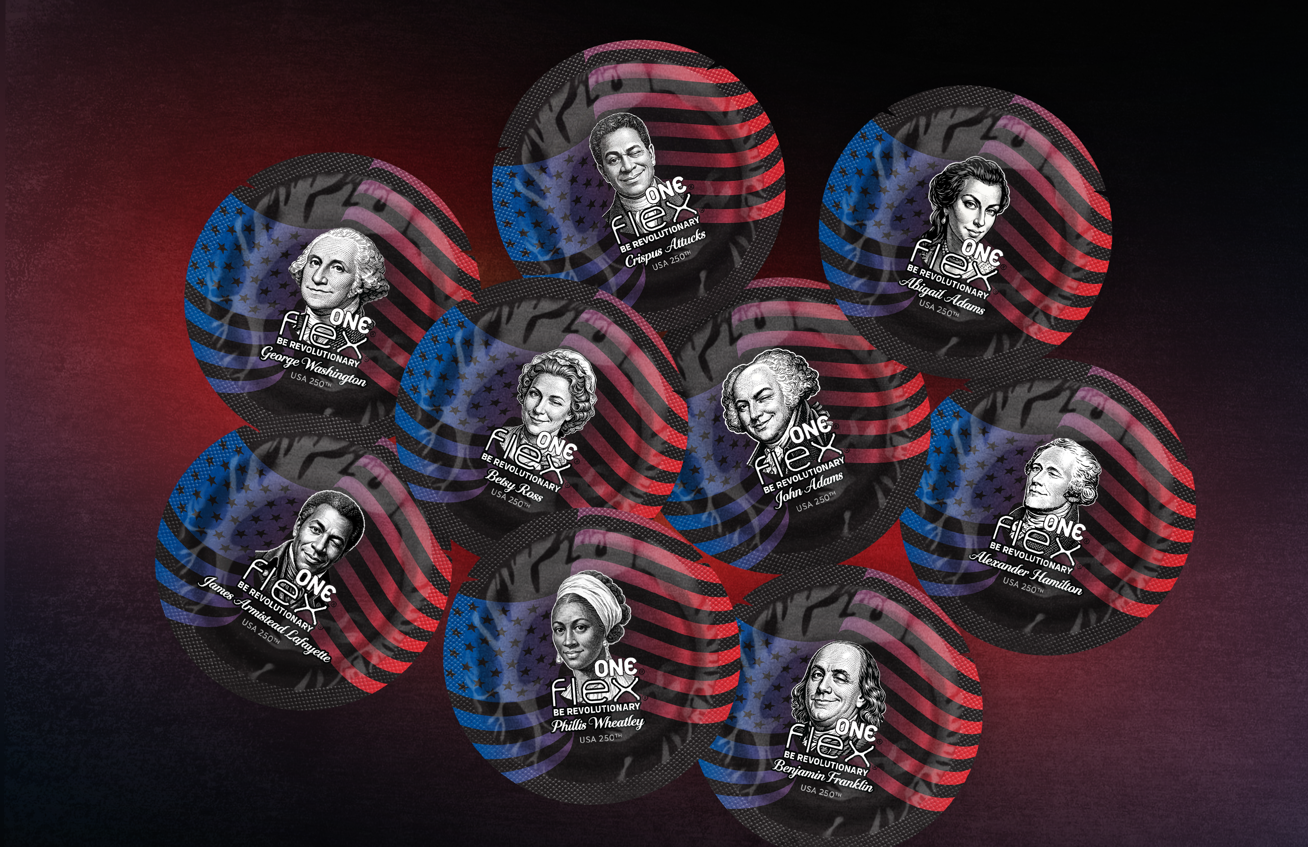 Image of ONE® Condoms America 250 condom wrappers