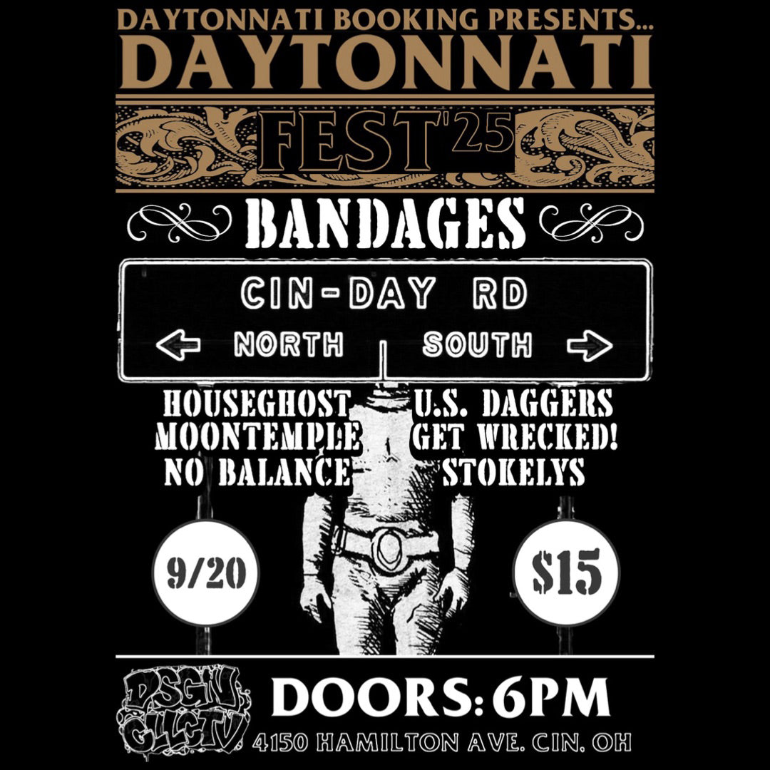Promotional poster for Daytonnati Fest 25 featuring a bandages character and event details.