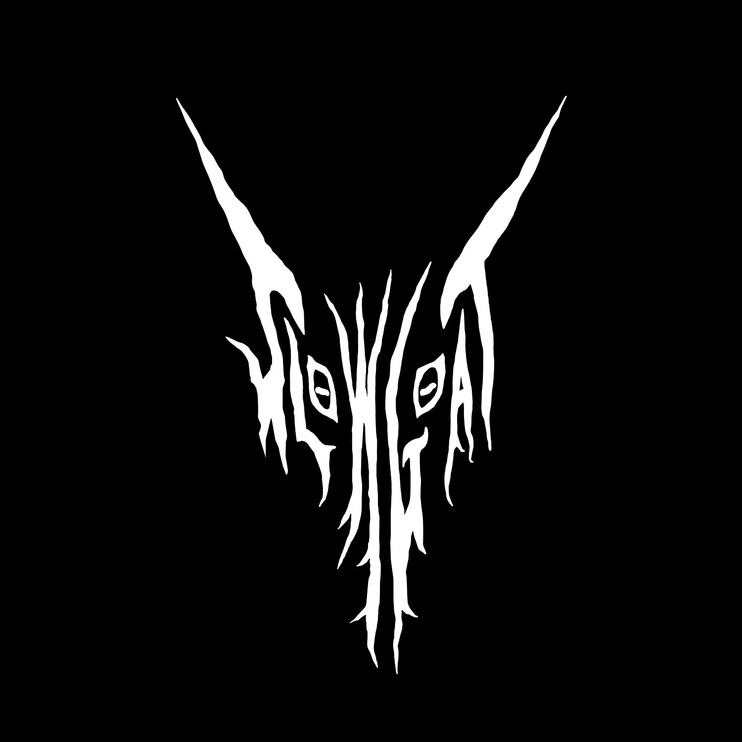 White tribal design on a black background