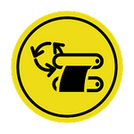 Yellow circle with black icon on a black background