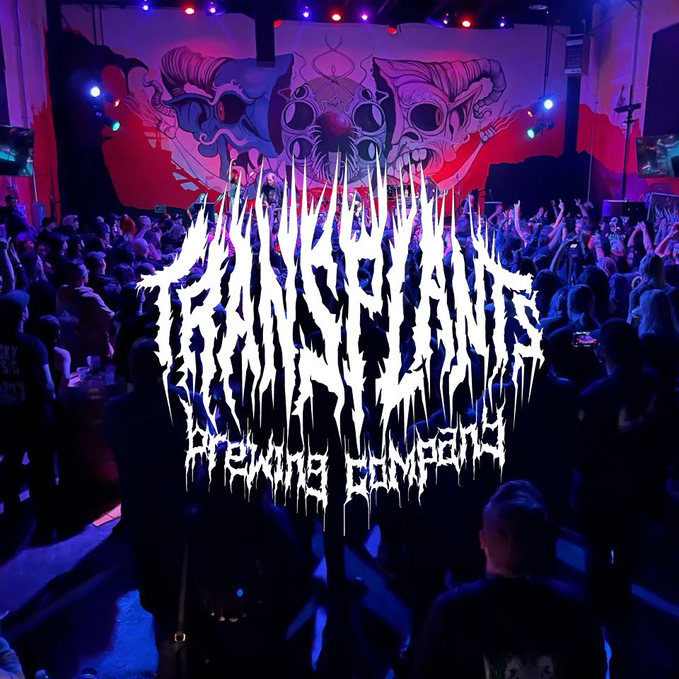 Image of stage and crowd. Transplants Brewing Company logo overlayed. 