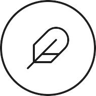Icon of a feather inside a circle